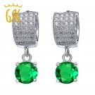 3.11 Ct Round Green Simulated Emerald 925 Sterling Silver Earrings