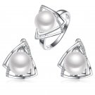 925 sterling silver jewelry pearl earring and ring fine jewelry set with 9-9.5mm