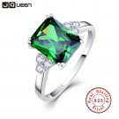 JQUEEN New Fashion 5.3ct Nano Russian Emerald Ring 925 Solid Sterling Silver Set