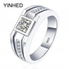 Big Promotion !! YINHED Real Solid 925 Sterling Silver Rings for Men Wedding Eng