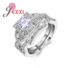 JEXXI Super Luxury Square Cut Cubic Zircon 925 Sterling Silver Jewelry Wedding R