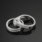 Silver Color Luxury 2 Rounds Bijoux Fashion Wedding Ring Set Cubic Zirconia Jewe
