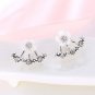 USTAR Flower Crystals Stud Earrings for Women Rose gold color Double Sided Fashi