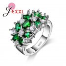 JEXXI Luxury Colorful Rings Women Fashion Colorful CZ Crystal 925 Sterling Silve