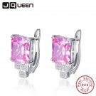 JQUEEN Genuine Big Gem Stud Earrings for Women Solid 925 Sterling Silver 19.6 ct