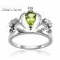 Royal Crown Ring Water Drop Birthday Natural Stone Peridot 925 Sterling Silver R