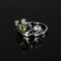 Royal Crown Ring Water Drop Birthday Natural Stone Peridot 925 Sterling Silver R