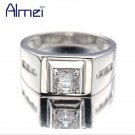 Almei 925 Sterling Silver Rings Men 2017 Fashion Punk Jewelry Cubic Zirconia Men