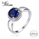 JewelryPalace Round Cut 2.2ct Created Blue Sapphire Engagement Halo Ring Solid 9