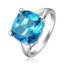 Rings For Women Silver Engagement Big Blue Crystal Stone Zircon Ring For Wedding