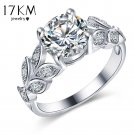 17KM Silver Color Crystal Flower Wedding Rings For Women Jewelry Bague Bijoux Ro