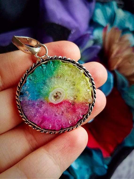 Rainbow Chakra Quartz 925 Silver Necklace