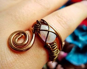 Moonstone Adjustable Copper Ring