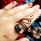Black Labradorite Copper Adjustable Boho Ring