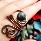 Black Labradorite Copper Adjustable Boho Ring