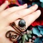 Black Labradorite Copper Adjustable Boho Ring