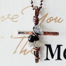 Labradorite Obsidian Copper Cross Pendant