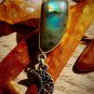 Labradorite Moon Silver Plated Pendant