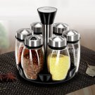 7Pcs/Set Rotating Stainless Steel Cruet Condiment Spice Jars Set Salt and Pepper