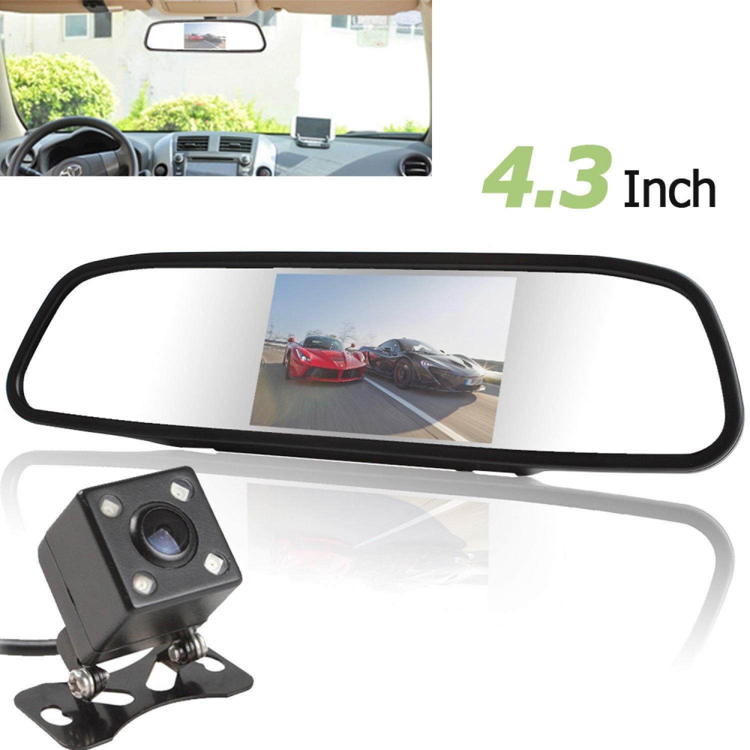 4.3" TFT LCD Auto Car Rear View Mirror Monitor Parking+Night Vision Car Rearview