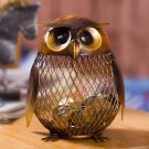 Gift Owl Shaped Figurine Piggy Bank Money Box Metal Coin Box Saving Box Home