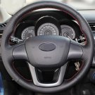 Hand-stitched Black Leather Steering Wheel Cover For Kia K2 Kia Rio 2011-2013