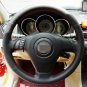 Black Leather Car Steering Wheel Cover For Old Mazda 3 Mazda 5 Mazda 6 2003-2009