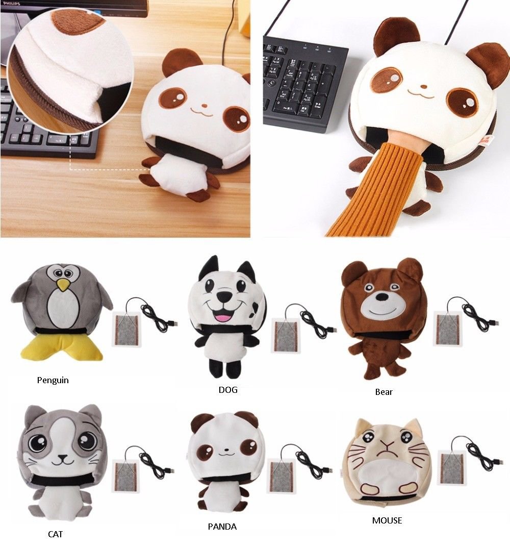 Practical Cute Animal Cartoon Thick Plush Winter Heated Warm Mouse Pad Hand Warm