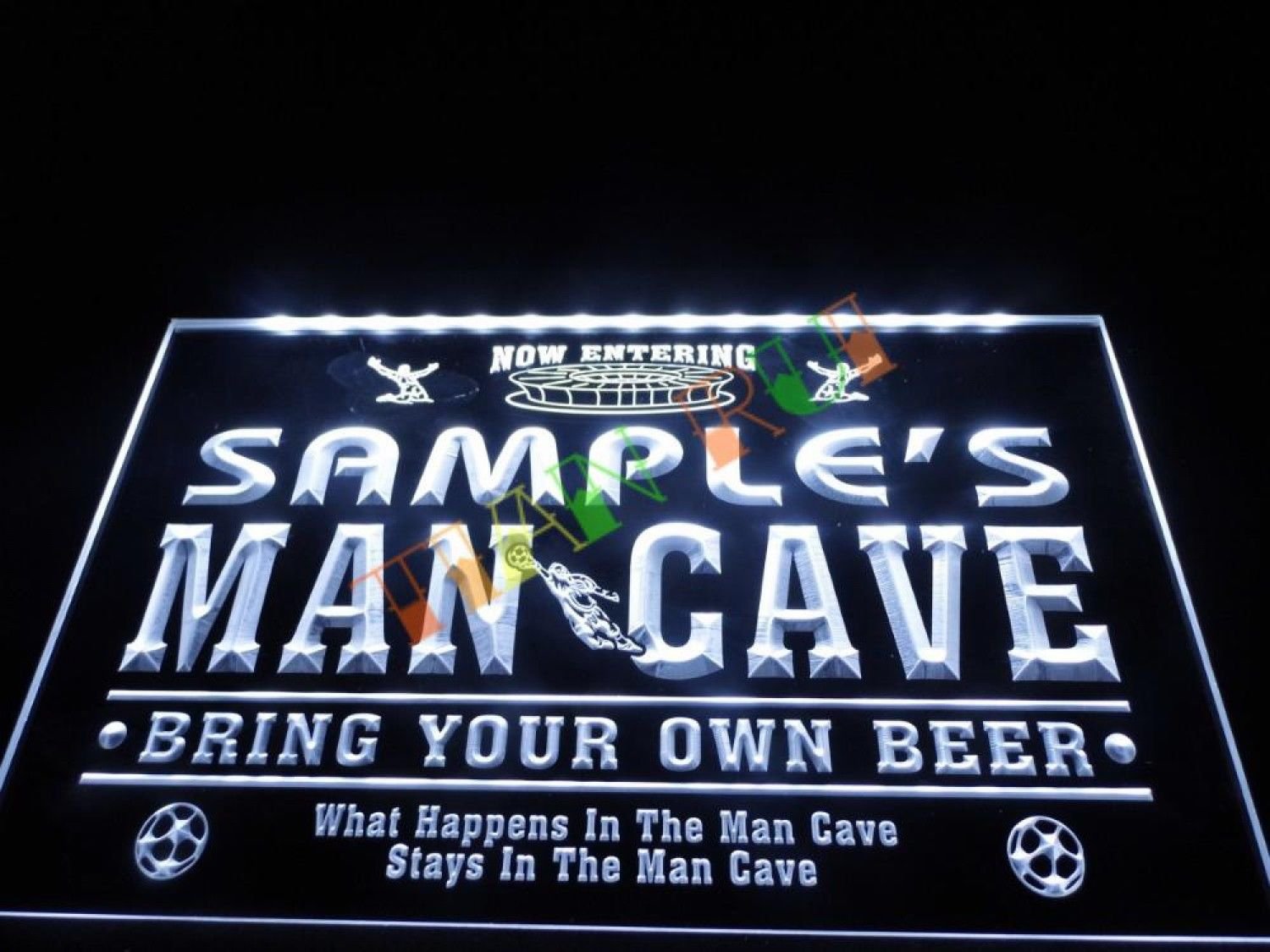 Name Personalized Custom Man Cave Soccer Bar Beer Neon Sign Hang Sign Home