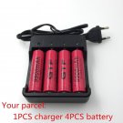 4Pcs New Battery 18650 3.7 V9900 Mah Li Ion Rechargeable Battery+Battery Charger
