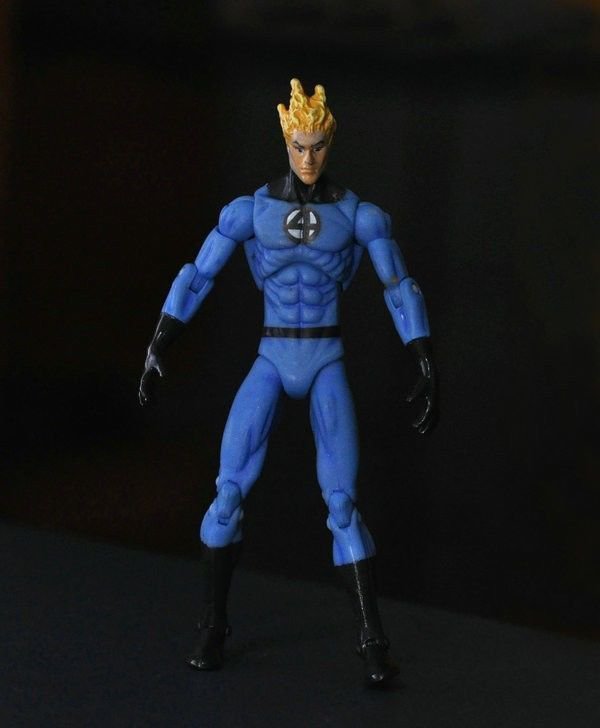Marvel SUPER HERO Fantastic Four HUMAN TORCH 3.75" Loose Auction Figure ZX163
