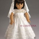 First Communion Doll Bridal Lace Dress, Wreath & Veil fit 18" American Girl, NEW