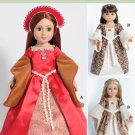 Tudor Dress Doll Clothes Pattern multi sized for 18" American Girl & Slim Dolls