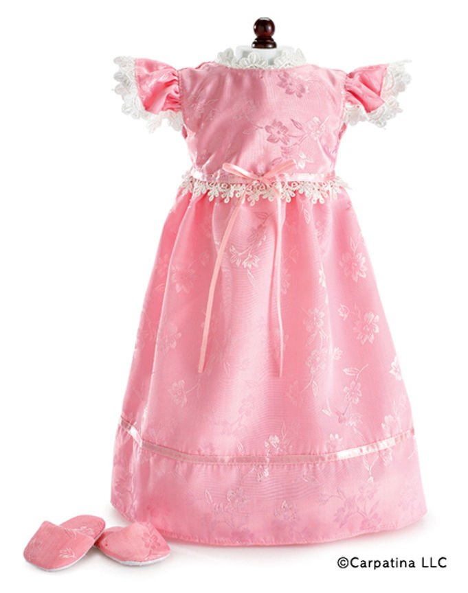 Sweet Dreams Pink Victorian Nightgown & Slippers fits 18" American Girl