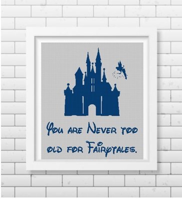 Disney Castle Fairytale silhouette cross stitch pattern in pdf