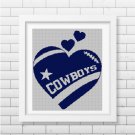 Dallas Cowboys heart silhouette cross stitch pattern in pdf