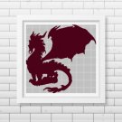 Carmine Dragon silhouette cross stitch pattern in pdf