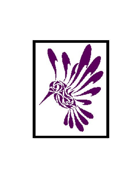 Violet hummingbird cross stitch pattern in pdf