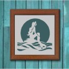 Mermaid silhouette cross stitch pattern in pdf