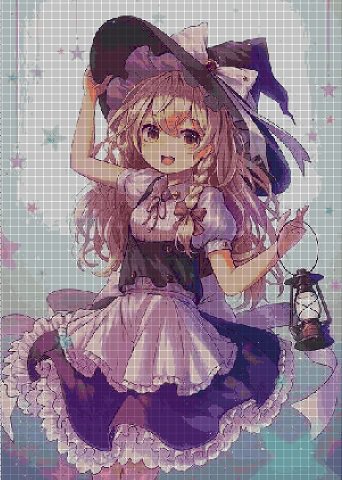 Little witch anime cross stitch pattern in pdf ANCHOR