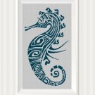 Tribal seahorse silhouette cross stitch pattern in pdf