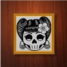 Lady skull silhouette cross stitch pattern in pdf