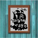 Pirate Ship silhouette cross stitch pattern in pdf