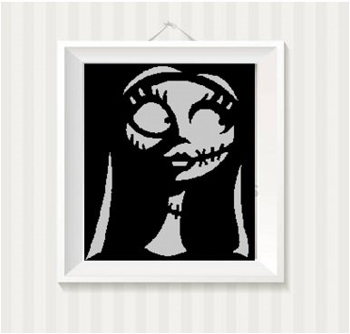 Sally face silhouette cross stitch pattern in pdf
