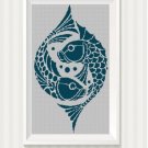 Art Fishes silhouette cross stitch pattern in pdf