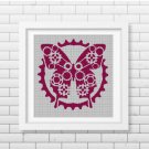 Mechanic Butterfly silhouette cross stitch pattern in pdf