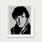 The Sherlock face silhouette cross stitch pattern in pdf