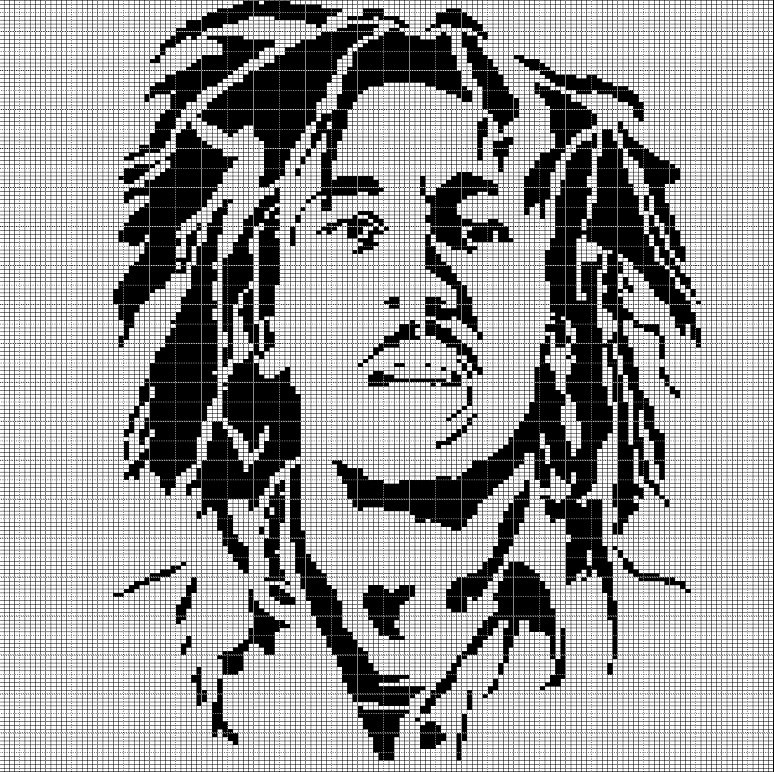YOUNG BOB MARLEY FACE CROCHET AFGHAN PATTERN GRAPH