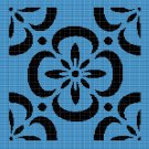 BLACK AND BLUE FLOWER TAPESTRY STYLE CROCHET AFGHAN PATTERN GRAPH