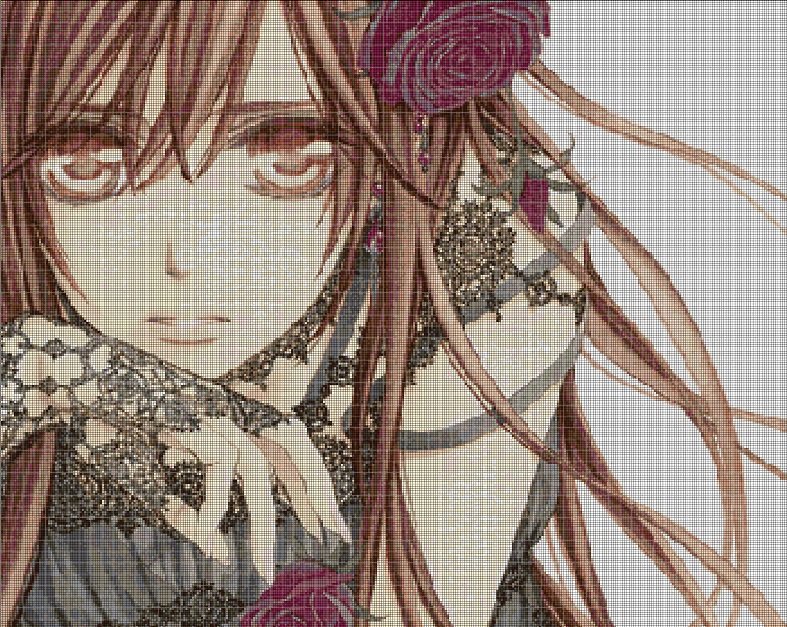 Anime cross stitch Girl with Cosmocup modern embroidery design